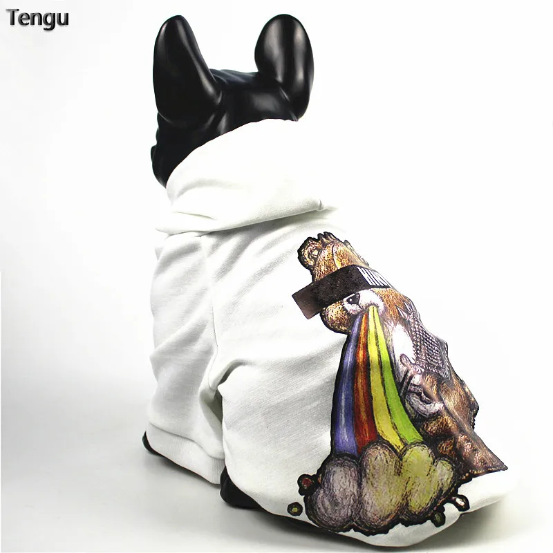 

Rainbow Bear Print White Hoodie Sweatshirt French Bulldog Outdoor Casual Warm Clothes Stylish Cat Coat dog fleece Size XXXL