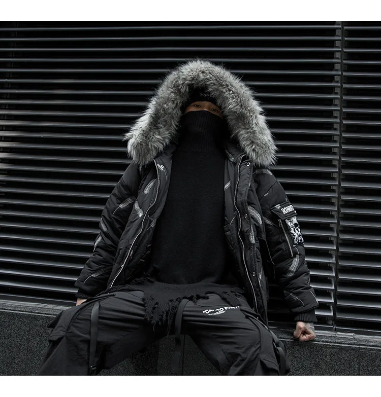 Мужская Толстая теплая свободная зимняя куртка с меховым воротником в стиле хип-хоп, мужские парки в винтажном стиле, повседневная куртка abrigo hombre
