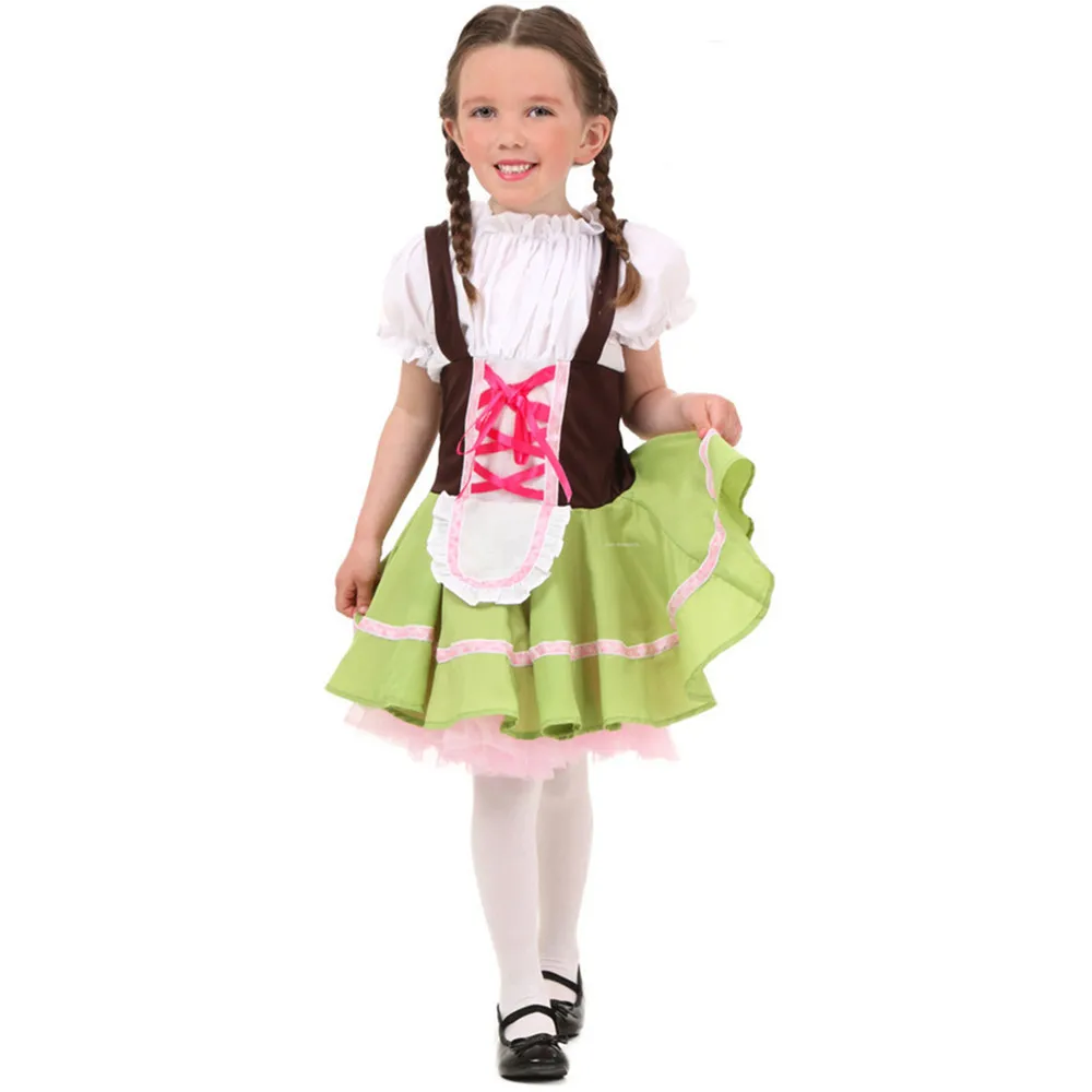 105-160Cm Bambini Ragazze Tradizionale Monaco Oktoberfest Costume Cosplay Carnevale Halloween Fancy Party Heidi Dress Up
