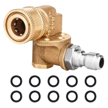 

Quick Connecting Pivoting Coupler 180 Degree with 5 Angles and Safety Lock for Pressure Washer Spray Nozzle, Max 5000 PSI, 1/4 I