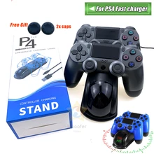 2020 novo led de carregamento para ps4 doca carregador duplo estação carregamento rápido gamepad suporte base para playstation 4 ps4/pro/fino