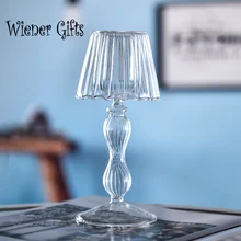 Home Decor candlelight dinner Accessories Bedroom Wedding Decor European Transparent glass Crystal dining table Candle Holder