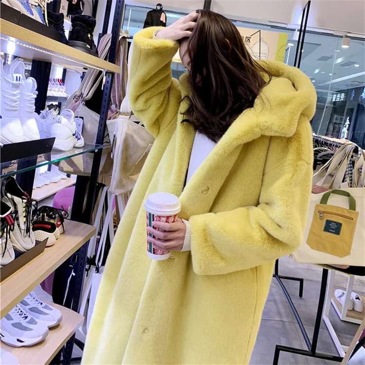 

2019 Down Artificial fur Overcoat Thickening Long Fund Loose Coat Even Hat Easy Environmental Protection Leather And Fur YL116