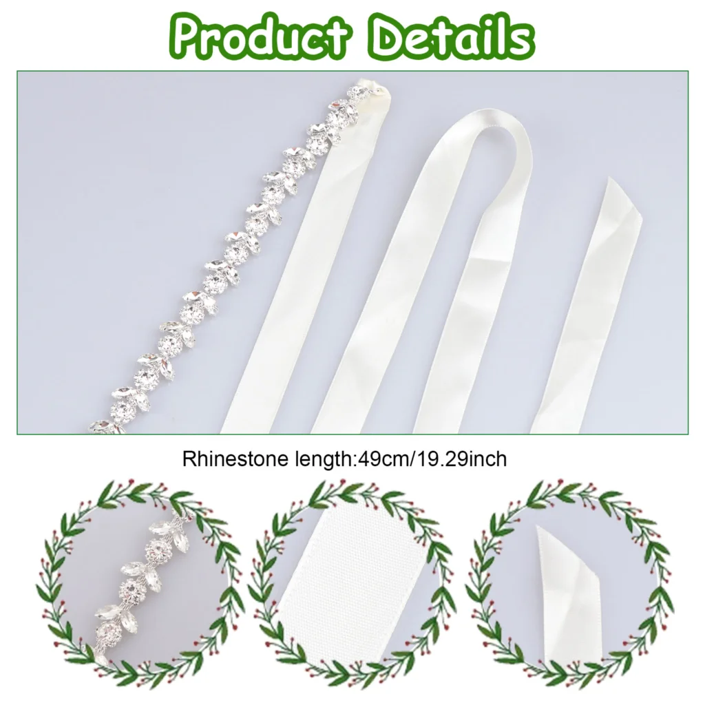 Crystal Satin Bridal Belt Sash Rhinestones Wedding Dress Belt