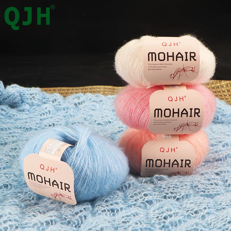 QJH 25g/pcs 10pcs Mohair Yarn Crochet Soft Warm Baby Wool Yarn For Hand knitting Sweater And Shawl ilos para tejer dedelgado