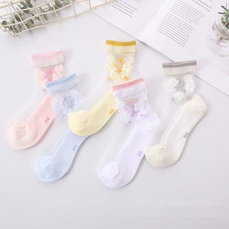 5 пар/партия, носки для девочек летние дышащие детские короткие носки до лодыжки для От 2 до 12 лет, детские мягкие хлопковые кружевные сетчатые носки принцессы - Цвет: New Flower