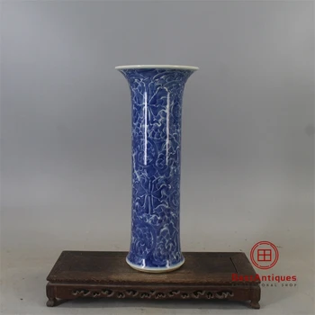 

Ming Qing Ceramic Blue and White Porcelain All Hand-painted Flower Vase Antique Vase Decoration Porcelain Collection Home Decor
