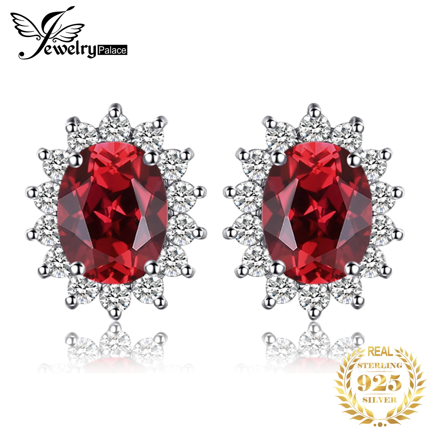 JewelryPalace Принцесса Диана Уильям Кейт Миддлтон 1.3ct натуральный гранат нимб серьги