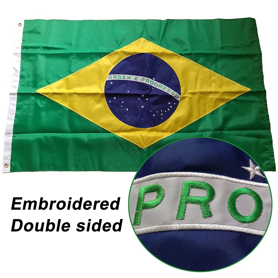 

Double-sided Embroidered Sewn Brazil Flag Brasil Brazilian National Flag World Country Banner Oxford Fabric Nylon 3x5ft
