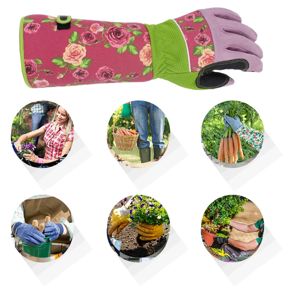 1 Pair Wrist Protection Thicken Tools Trimming Anti Stab Planting Pruning Printed Cold-proof Gardening Labor Long Sleeve Gloves