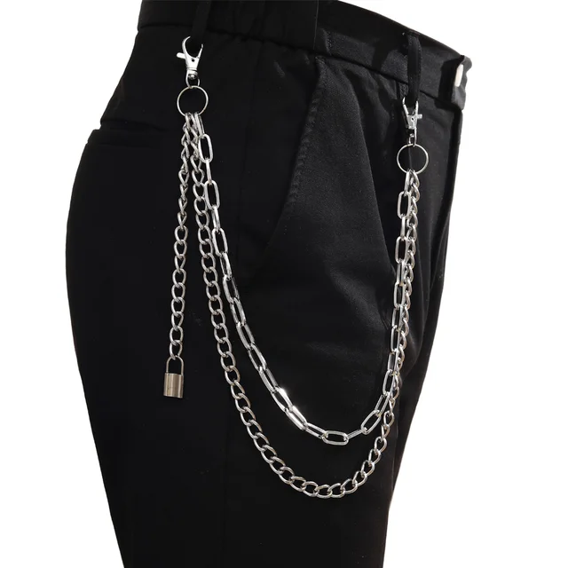 Punk Chain On The Jeans Pants Women Keychains for Men Unisex  Egirl  eBoy Harajuku Clothing Aesthetic Accessories silver color