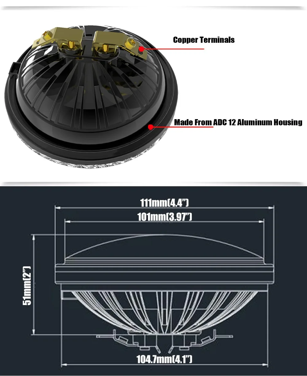 DC 10-80V Par 36 18W Светодиодный рабочий свет 4,5 дюймов PAR36 круглый светодиодный светильник 1050Lm 6000K белый пейзаж и такси и трактор рабочие огни x1pc