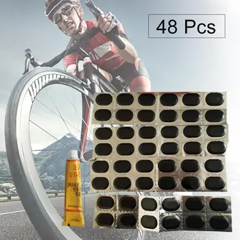 

48 Pcs+1 Glue High Quality Oval Bicycle Bike Tire Tyre Rubber Patch Piece Cycling Puncture Repair Tools Kits