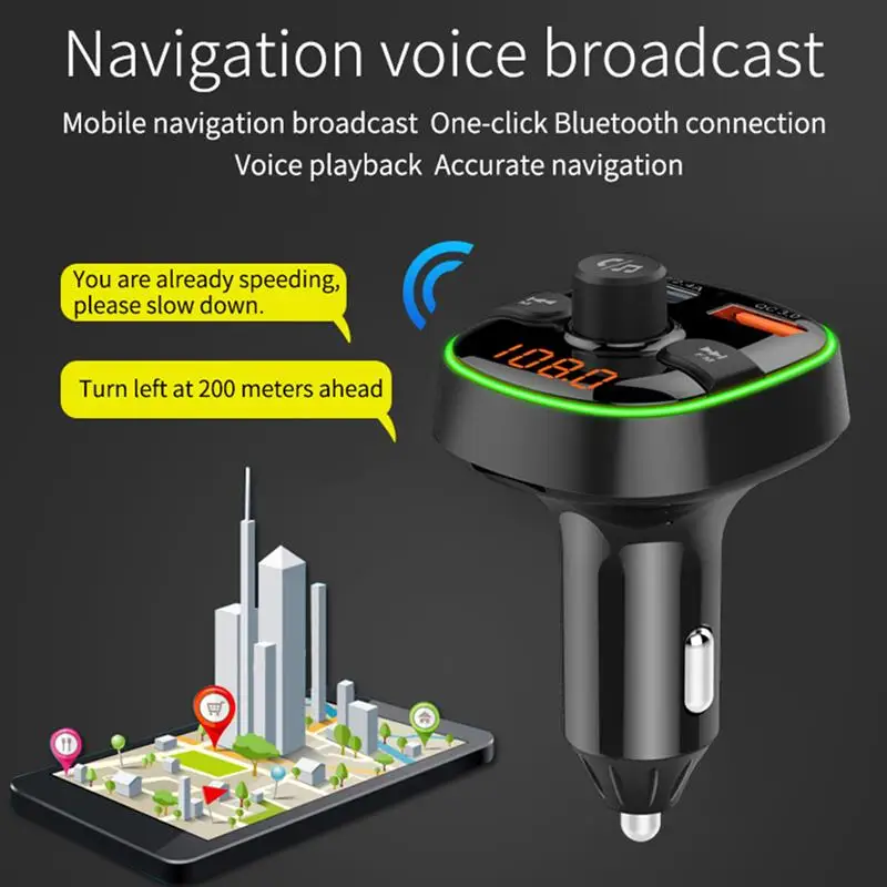 QC3.0, автомобильный Bluetooth 5,0, fm-передатчик, беспроводной, громкая связь, аудио приемник, авто MP3 плеер, двойной USB, быстрое зарядное устройство, автомобильные аксессуары