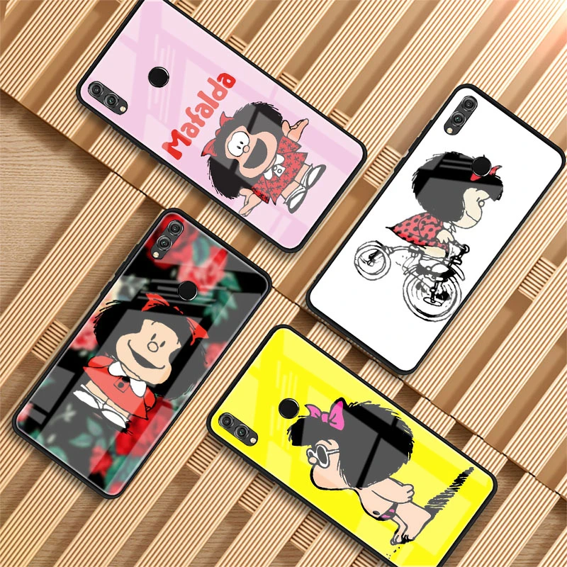 cute huawei phone cases Mafalda Tempered Glass Phone Case For Huawei P20 P30 P40 P40 Lite Pro Psmart Mate 20 30 Cover Shell huawei snorkeling case