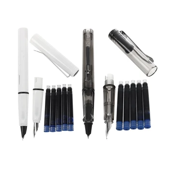 

Jinhao 10 Pcs Blue Ink 599 All Series 2 Suits Medium Fine Nib Fountain Pen , 5 Pcs White & 5 Pcs Transparent Black