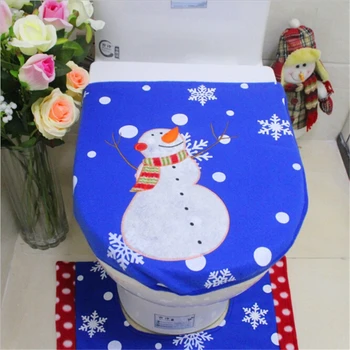

Toilet Lid Cover Toilet Seat Cover Christmas Snowman Decorations Household Xmas Navidad Bathroom Decor For Christmas
