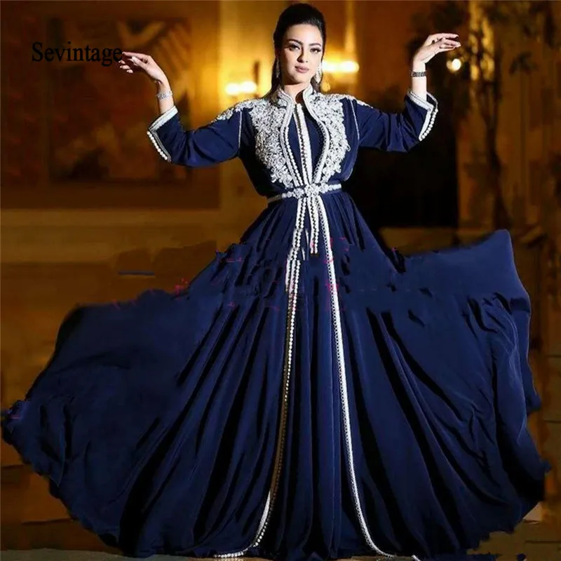 Sevintage кафтан мусульманский с высокой шеей вечернее платье белые кружевные