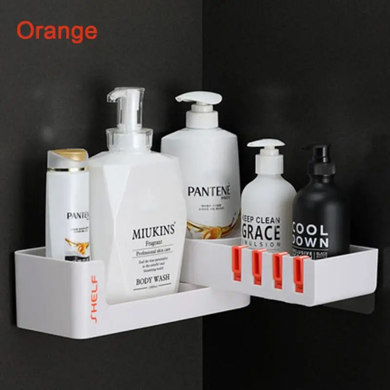 Free Punching Bathroom Shelf Triangle Organizer Corner Caddy Plastic Storage Wall Holder Shampoo | Обустройство дома