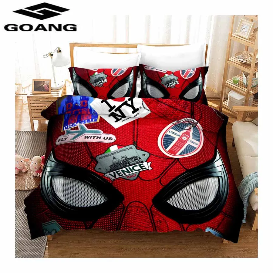 GOANG kids bedding sets 3D Digital Printing Spider Man bedding cartoon Duvet Cover Sets and pillowcase home textiles - Цвет: Белый