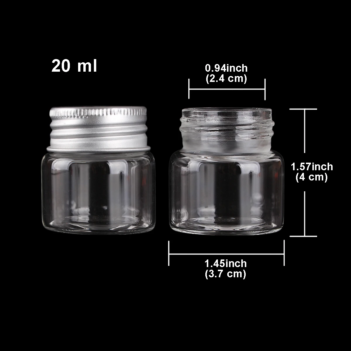 3pcs 20ml 37*40mm Glass Bottles with Aluminum Lids Spice Jars Storage Bottles Pill Container Candy bottles 2