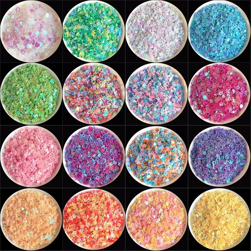 

Multi Shape Mix Colors 20g 3-5mm Star Heart PlumSequins PVC Paillettes 3D Nail Art Manicure DIY Wedding Lentejuelas Accessories