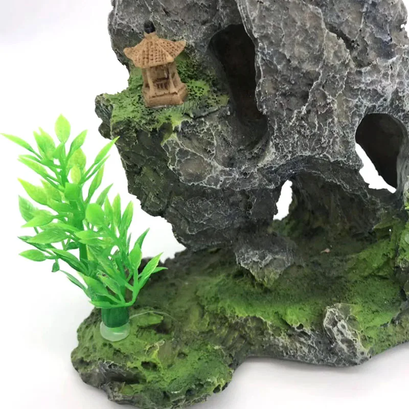 Аквариум Rockery, вид на горы, каменная пещера, дерево, украшение для аквариума, аксессуары для аквариума