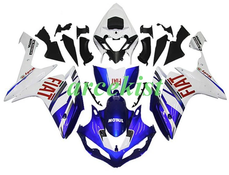 Литьевая форма) комплект обтекателей ABS подходит для Yamaha YZF1000 R1 2007 2008 07 08 YZF R1 Комплект кузова синий красный белый - Цвет: Fiat