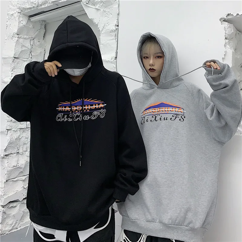 

Women'S Harajuku Retro Lazy Print Hoodie Couple Long Sleeve Hooded Sweatshirt Casual Oversized Plus Fleece Pullover Top