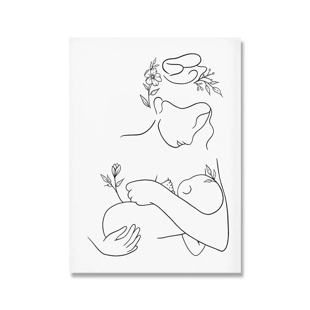 Mother-and-Baby-Child-Art-Line-Drawing-Posters-Abstract-Minimalist-Wall-Art-Canvas-Print-Painting-Nursery (3)