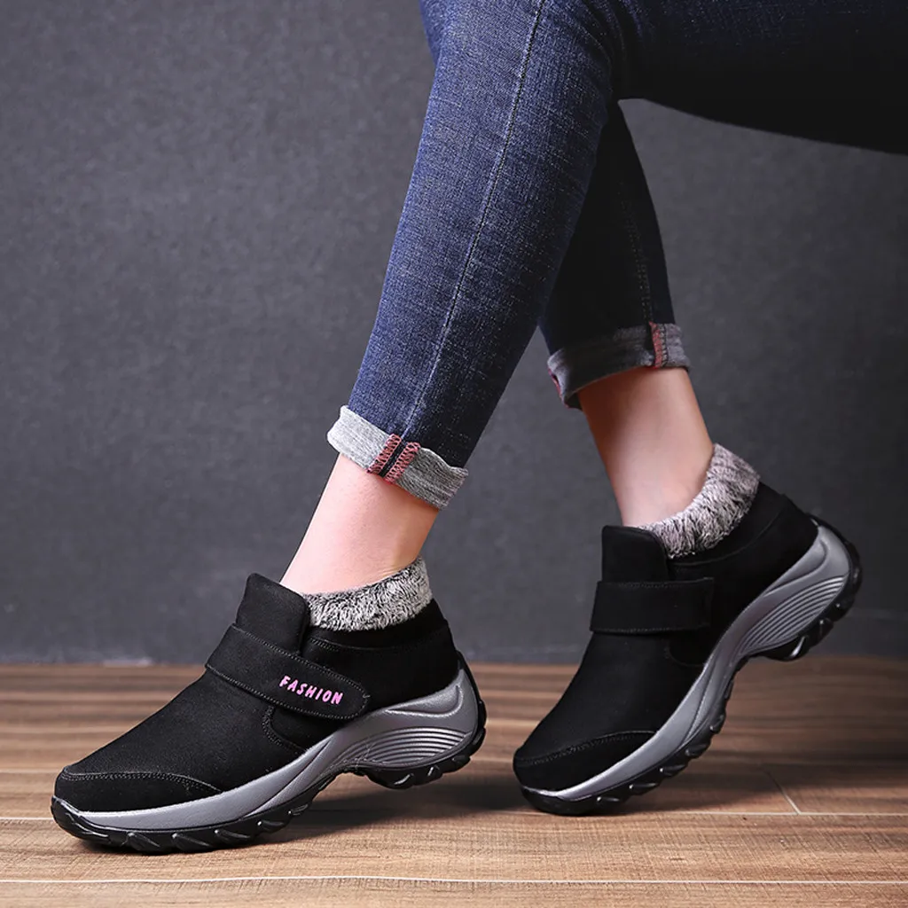 

Women Winter Sneakers Casual Warm Ankle Booties Ladies Outdoor Non Slip Sports Shoes with Plush Female Platform Leather Sneakers