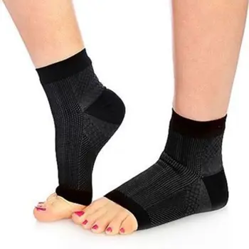

Women Women Men Anti Fatigue Open Toe Pilates Compression Short Sports Socks Yoga Gym Fitness Ankle Sleeve Arch Support Pain
