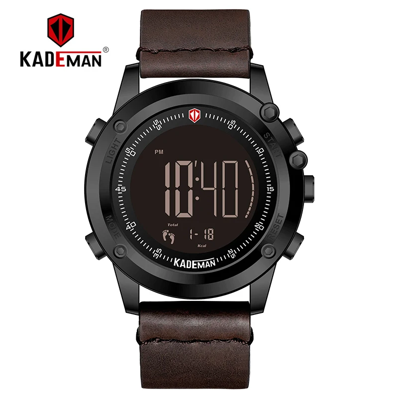 K698-B-W-BN KADEMAN мужские часы цифровые военные спортивные часы лучший бренд класса люкс кожа водонепроницаемые Модные мужские наручные часы relogio - Цвет: K698-B-W-BN