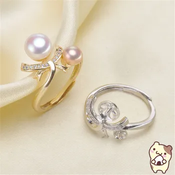 

Free Shipping Wholesale Silver Plated Pearl Ring Accessories Types Creative Ring for Women DIY Pearl jewelry Gifts 2019J049