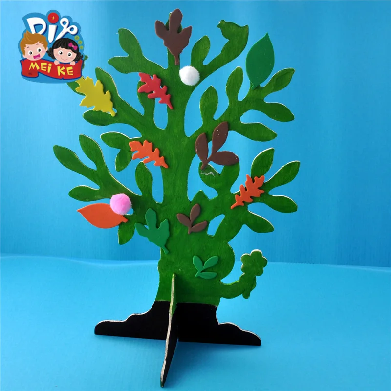 Arbor Day DIY White Base Wood Tree Kindergarten Children Material for Making Art And Craft Toy Material Box