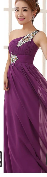 purple Шифоновое платье подружки невесты с одним плечом длиной до пола свадебные праздничные платья Длинные Формальные платья подружки невесты es дешево - Цвет: purple