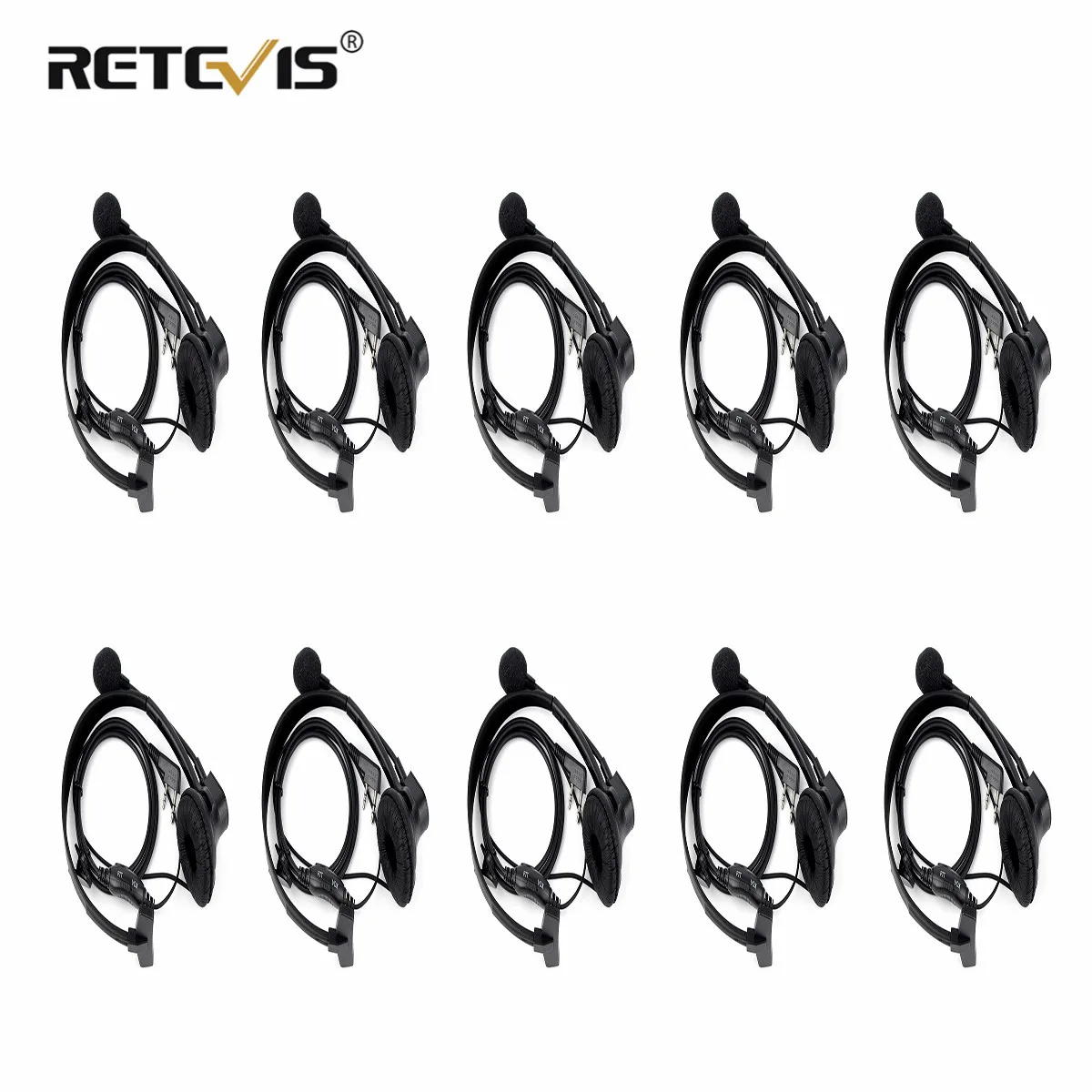 

10pcs 2 PIN VOX PTT Mic Headphone Headset For RETEVIS KENWOOD BAOFENG UV5R H555 For WOUXUN PUXING Radio C2202A