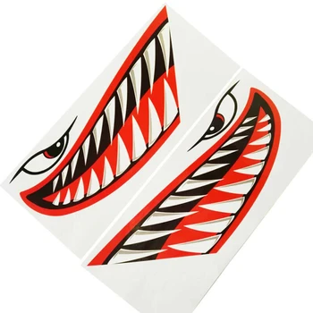 

Exterior Car Sticker Red 2pcs Set Vinyl Shark Teeth Mouth Dinghy Decor