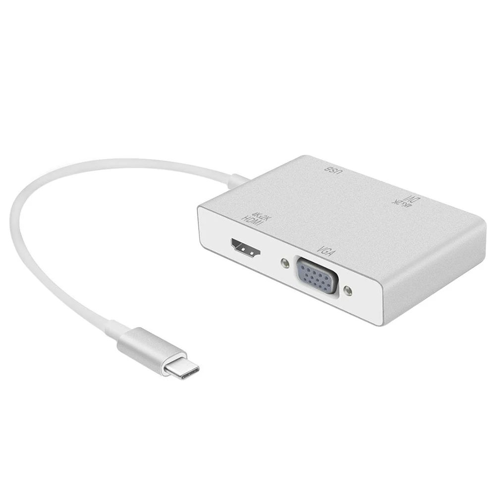 4 в 1 type-c к HDMI VGA VDI USB3.0 конвертер usb-кабель-концентратор для ноутбука MacBook/MacBook Pro/Dell XPS/samsung Galaxy
