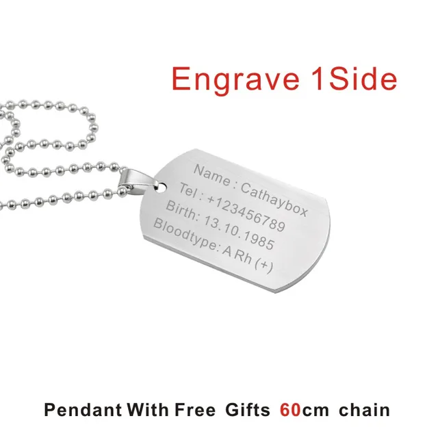 18-32/' Fashion Army card dog tag Stainless Steel 3mm Rolo Chain Pendant Necklace