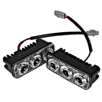 

1 Pair LED Car DRL Daytime Running Lights 3-LED White Fog Lamp Super bright