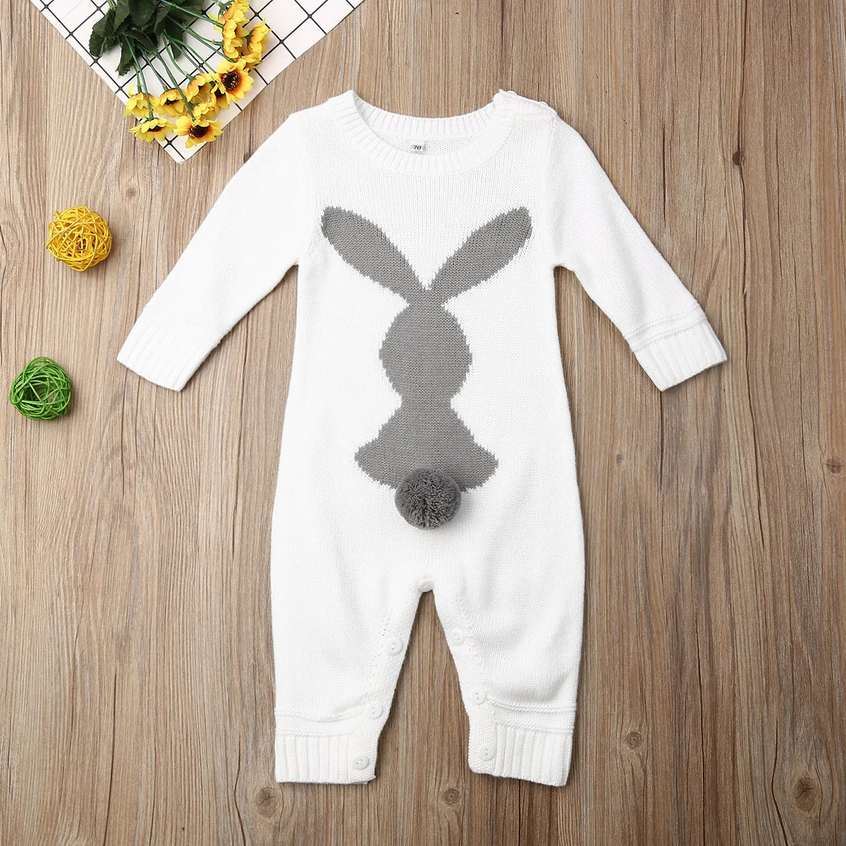 Комбинезон для новорожденного мальчика девочки кролик вязаный шерстяной слитный комбинезон осень зима наряд Детский комбинезон костюм для новорожденных