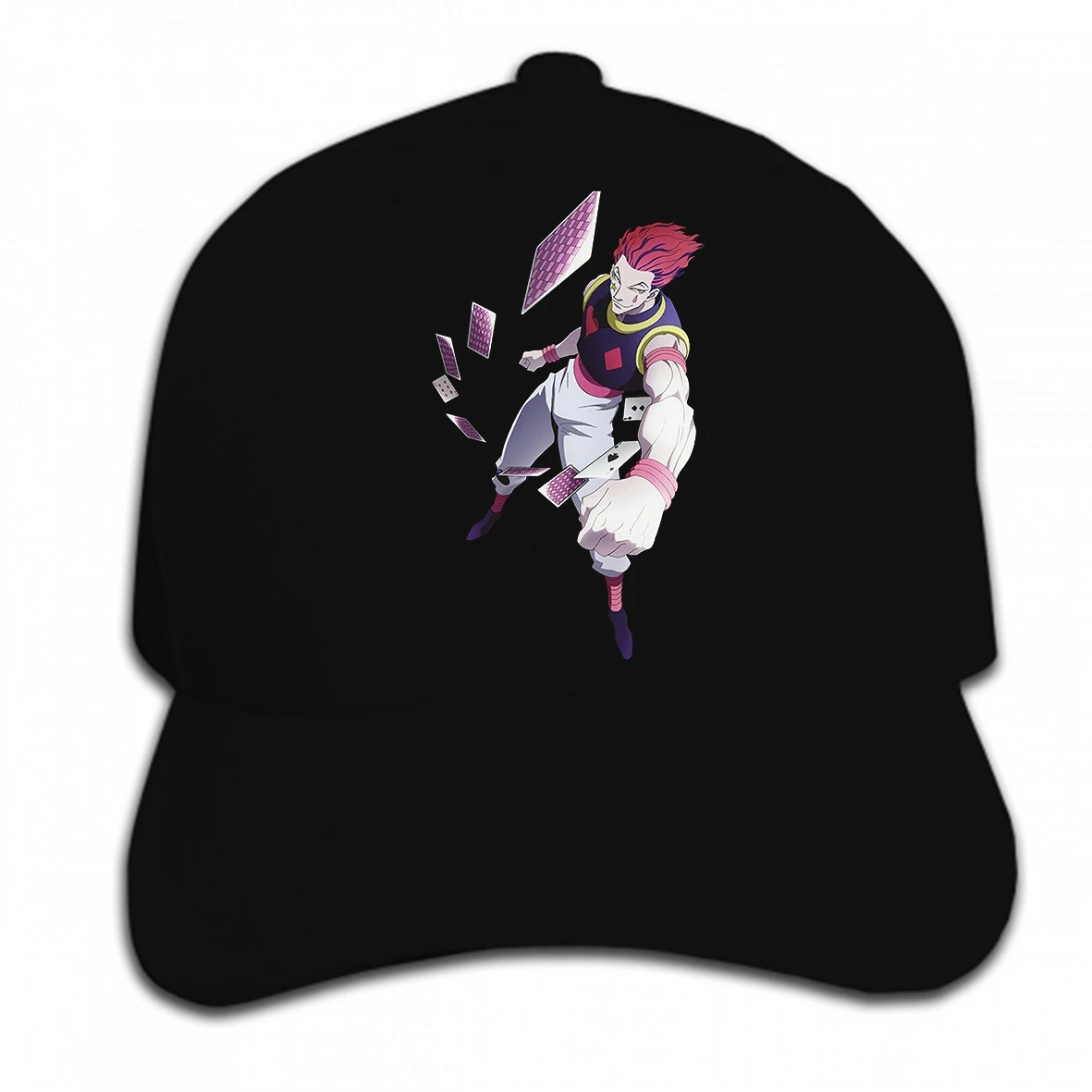 

Print Custom Baseball Cap Hunter X Hunter Anime Character Hisoka Card Throwing Men's Stylish White women Hat Peaked cap