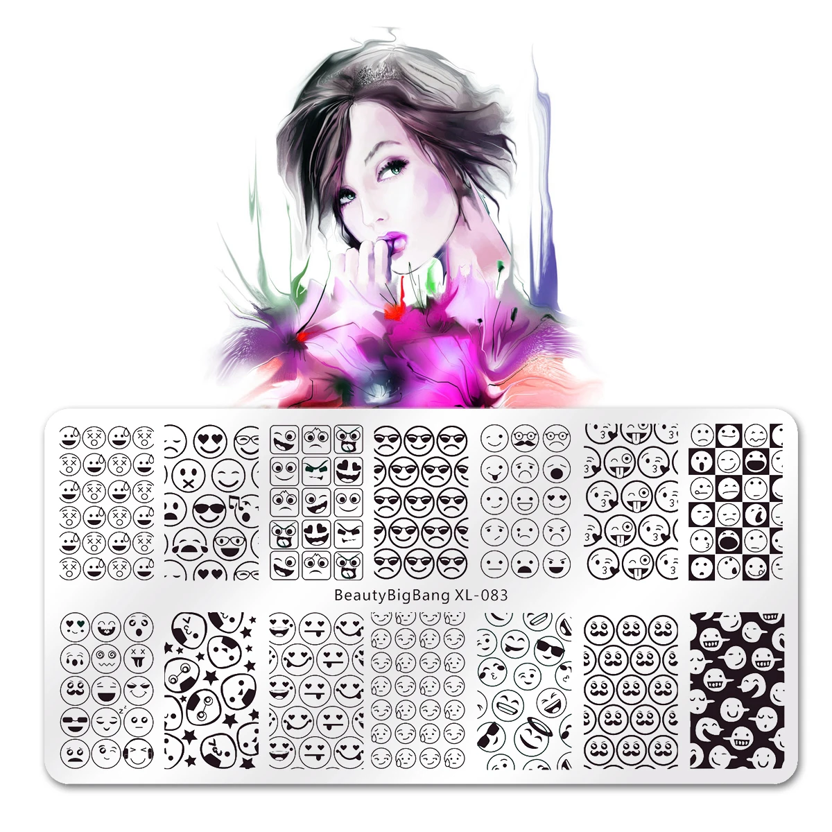 Beautybigbang Stamping Plates Nail Art Accessories Funny Smile Face Expression Image High Quality Stamping Template Mold XL-083