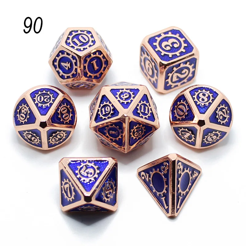 DnD металлические игральные кости RPG MTG игральные кости курсивом шрифт игральные кости включают в себя кости мешочек разные цвета D4 D6 D8 D10 D12 D20 - Цвет: 90