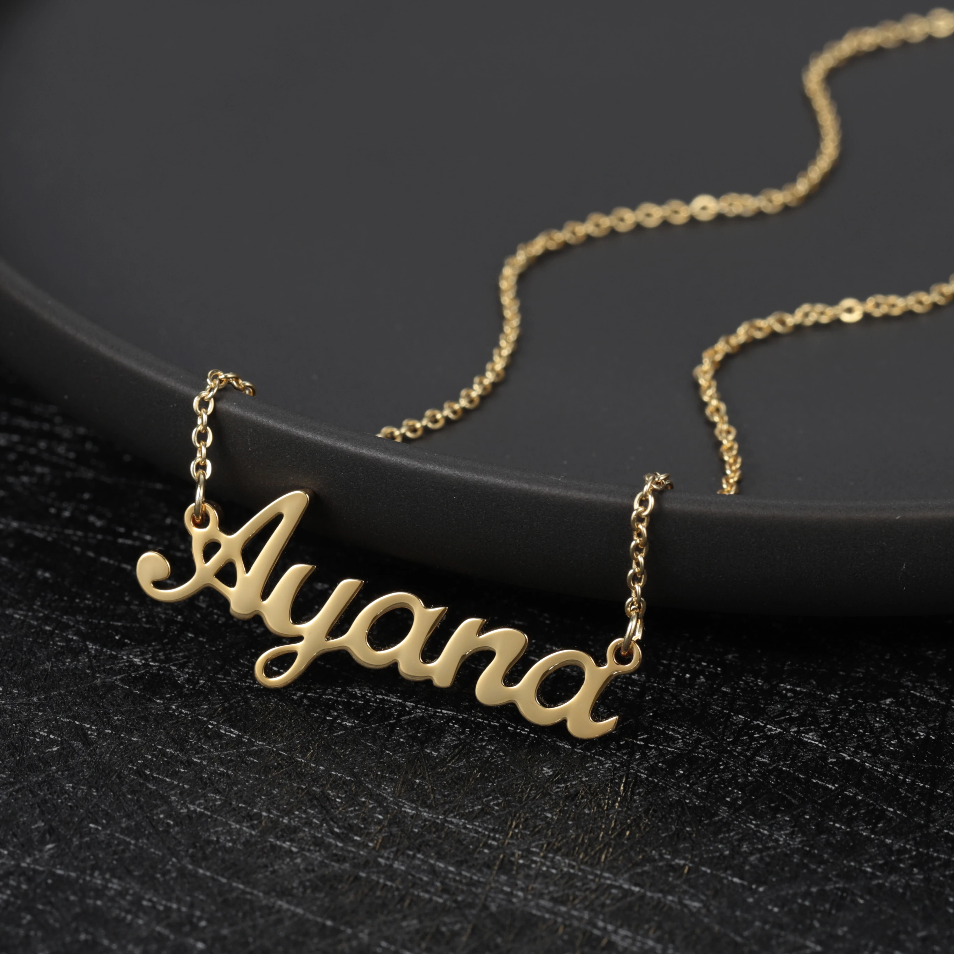 

Personalized Name Necklace Customized Nameplate Pendant Custom Stainless Steel Gold Chain Choker Jewelry Handmade For Women Gift