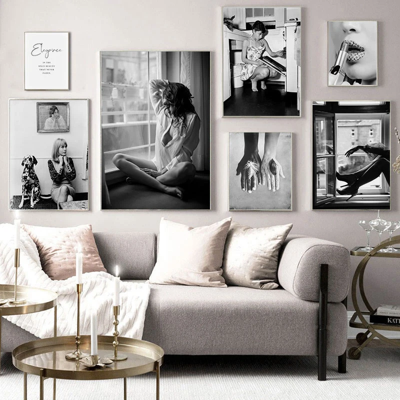Fashion-Black-and-White-Photography-Poster-Home-Decor-Wall-Art-Canvas-Painting-Window-Lady-Figure-Print (2)