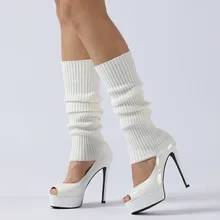 Гетры Для женщин зимние женские высокие сапоги до бедра; вязаный свитер; гетры; носки; обувь для езды на Леггинсы сапоги из замши or мягкие сапоги носки свободные Корабль гетры Z4