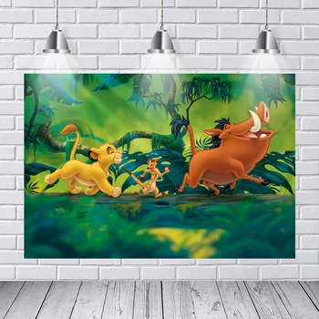 

Forest Cartoon Lion King Photography Backdrop for Photo Studio Boys 1st Birthday Party Backgrounds Customized 7x5ft Photo Studio
