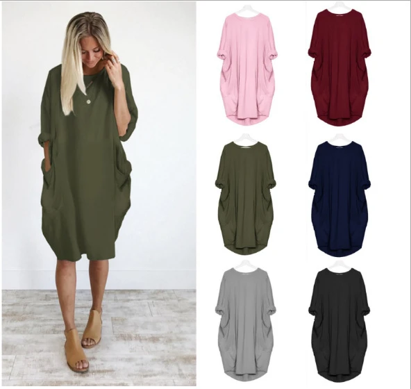 womens pocket loose dress